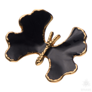 KELEBEK SMALL-60-BLACK PEARL Ручка кнопка современная классика, чёрный/глянцевое золото