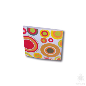 1003.0090.119.903 Ручка кнопка квадратная модерн, разноцветные круги на белом фоне 16 мм