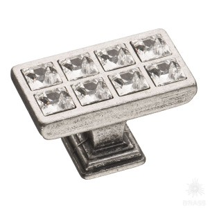 15.349.00.SWA.16 Ручка кнопка с кристаллами Swarovski, старое серебро