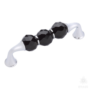 2537-520-96-BLACK (005) Ручка скоба с кристаллами, глянцевый хром 96 мм