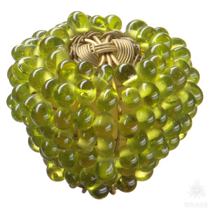 559VE Ручка кнопка, бусины, вплетенные в латунно-проволочный каркас