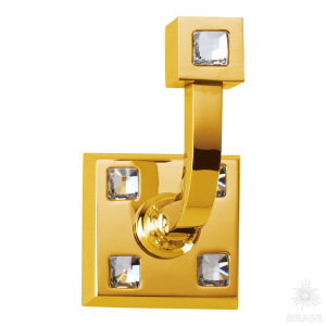 3506-72-030 Крючок однорожковый с кристаллами Swarovski, глянцевое золото 24K