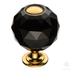 0737-320-2-BLACK Ручка кнопка с кристаллом, глянцевое золото