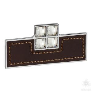 7147.0088.026.176 Ручка скоба с кристаллами Swarovski, натуральная кожа, глянцевый хром 16 мм