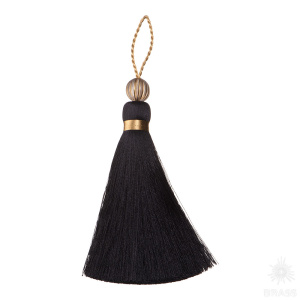 9433 Декоративная кисть цвет PF900 (Чёрный), отделка 3002, бусина тыква