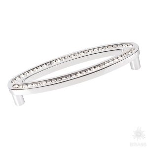 2577-005-160 Ручка скоба с кристаллами Swarovski, глянцевый хром 160 мм