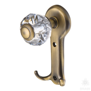 0437-013 Крючок мебельный с кристаллом, состаренная латунь 