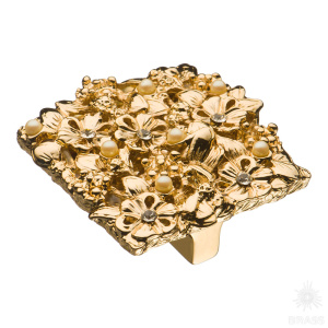 01.32.MO19 Ручка кнопка"Bouquet", глянцевое золото 24K 32 мм