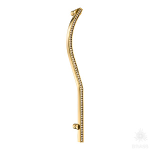 2573-003-224-LEFT Ручка скоба с кристаллами Swarovski, глянцевое золото 224 мм