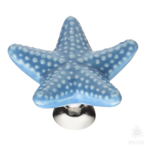 STAR 006 Ручка кнопка, голубой/глянцевый хром