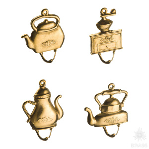 16.0321 Набор крючков "Кофеварка", латунь (4 шт. в комплекте)