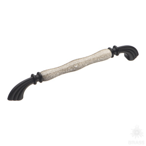 1905-85-192-L GREY Ручка скоба керамика с металлом, паутинка/чёрный 192 мм