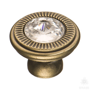 25.319.30.SWA.12 Ручка кнопка с кристаллом Swarovski, античная бронза