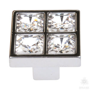 MT8136B-40 Ручка кнопка с кристаллами, глянцевый хром