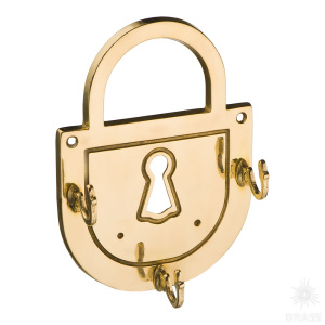 00074 Вешалка замок на 3 крючка, латунь