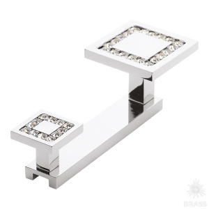 0471-005-2 Крючок двухрожковый с кристаллами Swarovski, глянцевый хром