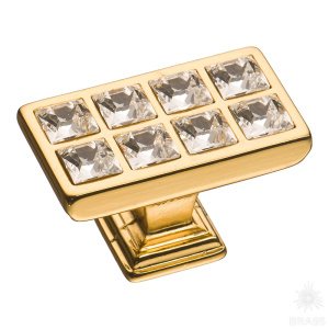 15.349.00.SWA.19  Ручка кнопка с кристаллами Swarovski, глянцевое золото 24K