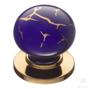 3005-60-COBALT 449 GOLD Ручка кнопка керамика с металлом, синий/глянцевое золото