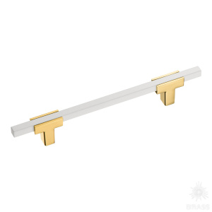 778-128-Gold-White Ручка рейлинг, глянцевое золото/белый 128 мм