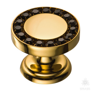 0776-320 Ручка кнопка с кристаллами Swarovski, глянцевое золото