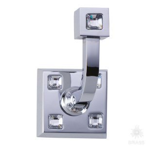 3506-72-005 Крючок однорожковый с кристаллами Swarovski, глянцевый хром