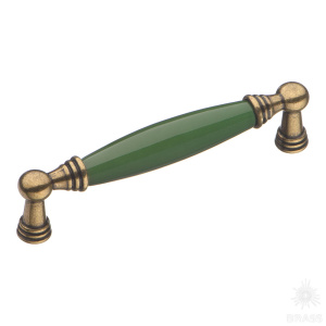 1160-40-128-GREEN Ручка скоба керамика с металлом, зелёный/старая бронза 128 мм