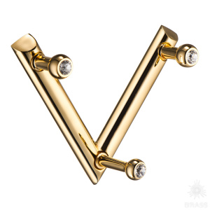 0493-003-V2 SWR Крючок трехрожковый с кристаллами Swarovski, глянцевое золото