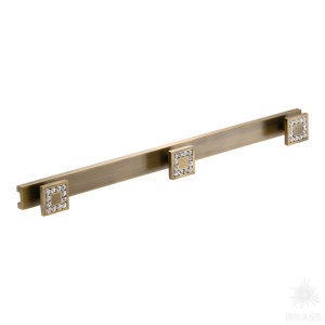 0471-013-3 Крючок трехрожковый с кристаллами Swarovski, состаренная латунь