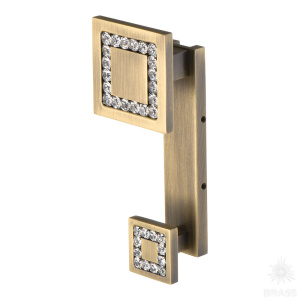 0471-013-2 Крючок двухрожковый с кристаллами Swarovski, состаренная латунь