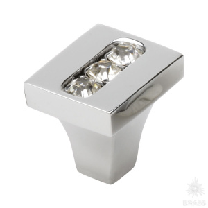 0771-005-1 Ручка кнопка с кристаллами Swarovski, глянцевый хром