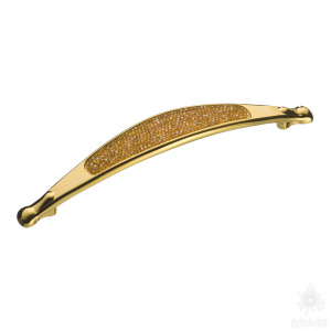 CAMILLA+SW/O+O Ручка скоба c кристаллами Swarovski, глянецевое золото 128 мм