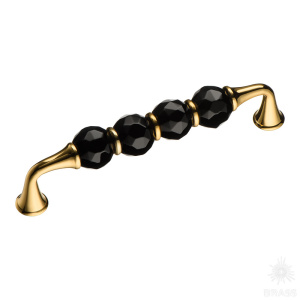2537-320-128-BLACK Ручка скоба с кристаллами, глянцевое золото 128 мм