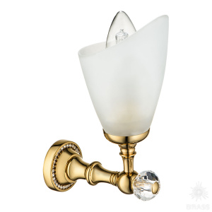 3502-71-003 Светильник однорожковый, латунь, стекло, кристаллы Swarovski, глянцевое золото