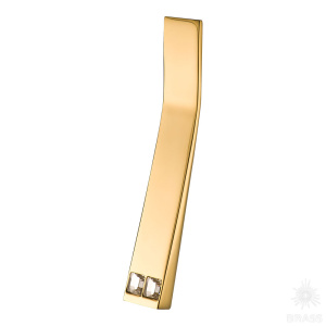 25144-003-32-SWR Ручка скоба с кристаллами Swarovski, латунь, глянцевое золото 32 мм