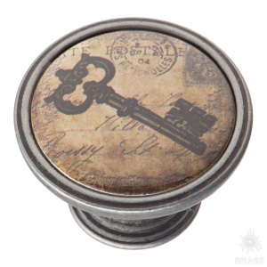 550PT42 Ручка кнопка — THE OLD CROWN, старое серебро