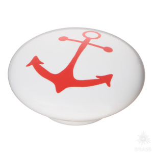 B-113 Ручка кнопка керамика, якорь красный