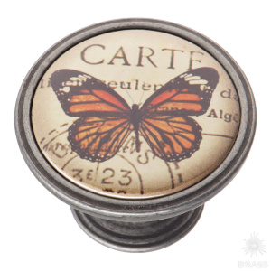 550PT36 Ручка кнопка, бабочка, старое серебро