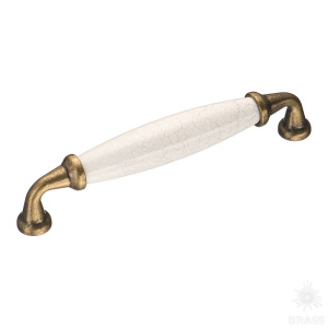 2005-40-128-08 Ручка скоба керамика с серой "паутинкой", старая бронза 128 мм