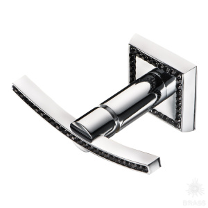 3506-2-75-005 BLACK Крючок однорожковый с кристаллами Swarovski, глянцевый хром