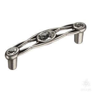 15.133.64.SWA.16 Ручка скоба с кристаллами Swarovski, старое серебро 64 мм