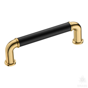 4681 0096 GL-AL6 Ручка скоба, глянцевое золото/чёрный 96 мм