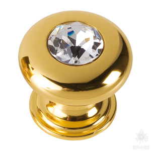 0775-003-2 Ручка кнопка с кристаллом Swarovski, глянцевое золото 