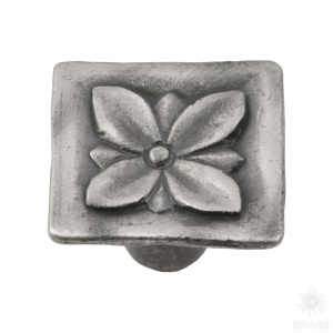 2417P Ручка кнопка квадратная современная классика, старое серебро