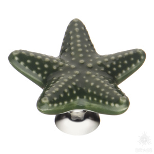 STAR 001 Ручка кнопка, зелёный/глянцевый хром