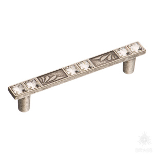 15.134.96.SWA.16 Ручка скоба с кристаллами Swarovski, старое серебро 96 мм