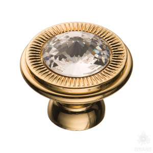 25.319.30.SWA.19 Ручка кнопка с кристаллом Swarovski, глянцевое золото 24K