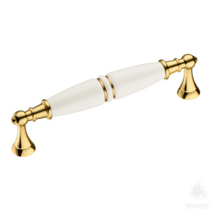 2119-69-128-000-GOLD LINE Ручка скоба, глянцевое золото/белый 128 мм