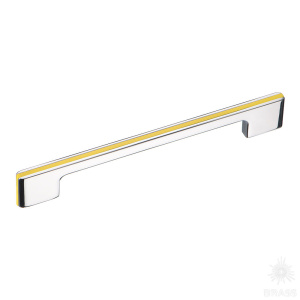 182160MP02PL08 Ручка скоба, глянцевый хром/жёлтый 160 мм
