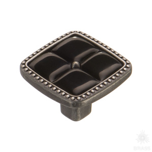 335025MP14PL16 Ручка кнопка, старое серебро/чёрный