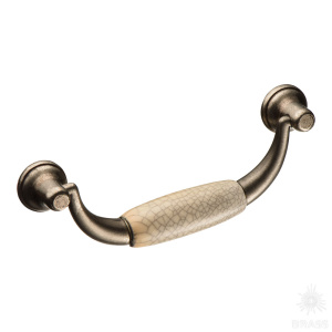 332H5 Ручка скоба керамика с металлом, серая "паутинка" 96 мм